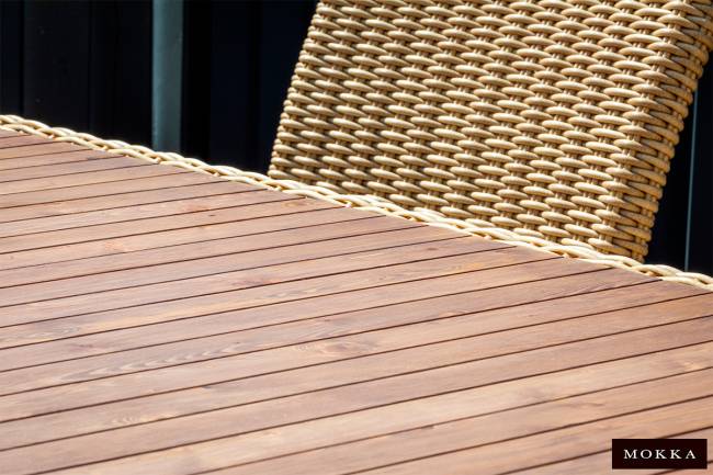 MOKKA БЕЛЛА / BELLA стол прямоугольный с деревянной столешницей, соломенный