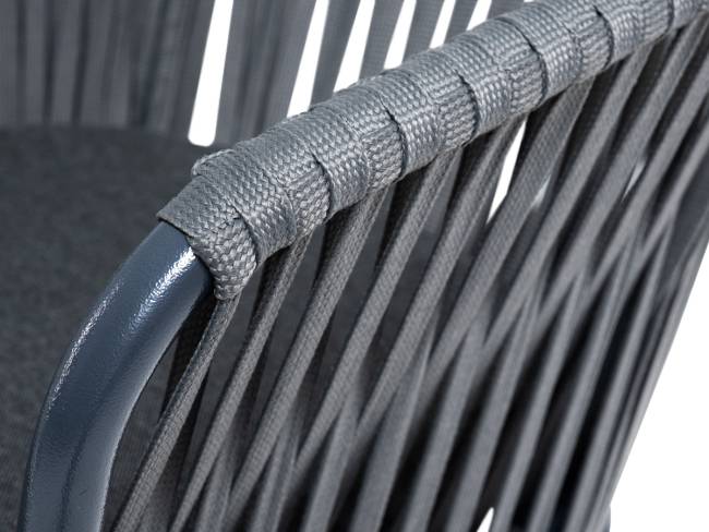 "Бордо" стул барный плетеный из роупа, каркас из стали темно-серый (RAL7024) муар, роуп серый 15мм, ткань темно-серая 027 "Бордо" стул барный плетеный из роупа, каркас из стали темно-серый (RAL7024) муар, роуп серый 15мм, ткань темно-серая 027