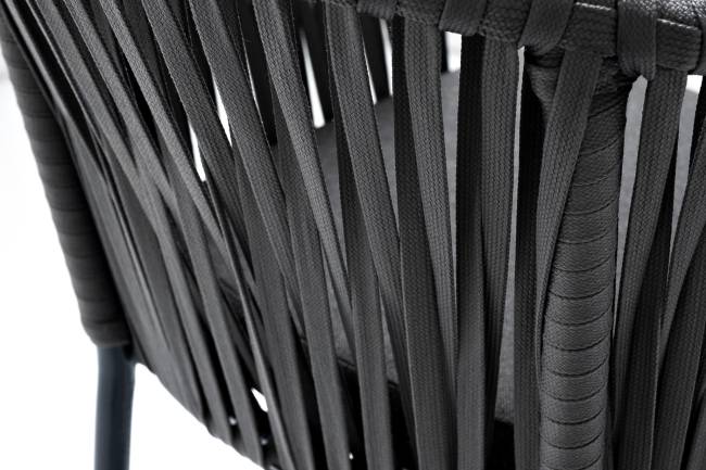 "Бордо" стул барный плетеный из роупа, каркас из стали темно-серый (RAL7024) муар, роуп серый 15мм, ткань темно-серая 027 "Бордо" стул барный плетеный из роупа, каркас из стали темно-серый (RAL7024) муар, роуп серый 15мм, ткань темно-серая 027