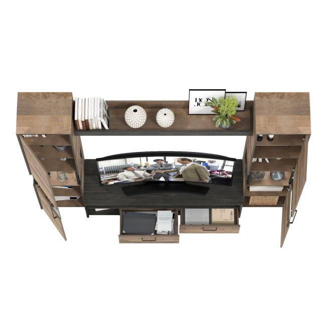 Индустриальная гостиная в стиле лофт с подсветкой Трувор № 17 цвет дуб гранж песочный/интра