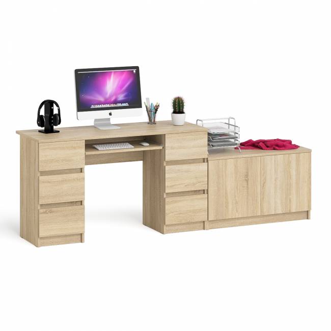 Двухтумбовый компьютерный стол Мори МС-2 с широкой тумбой на 900 цвет дуб сонома