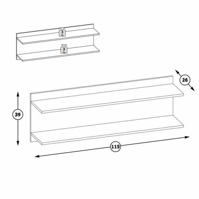 Полка Бостон 09.132 цвет дуб эндгрейн элегантный