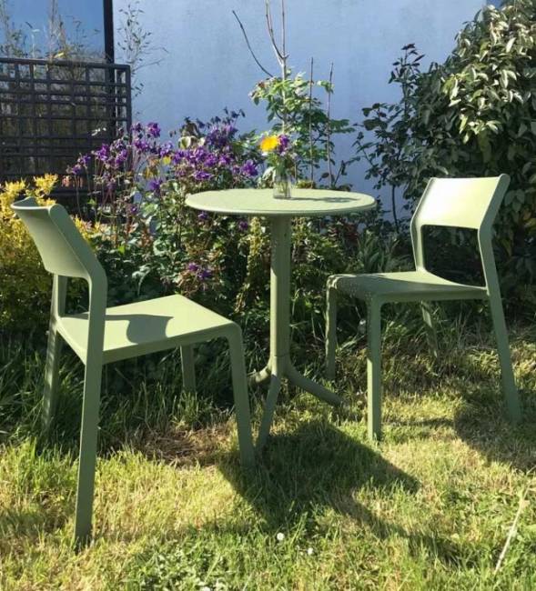 Стол пластиковый обеденный Step + Step Mini агава Ø605х400-765 мм