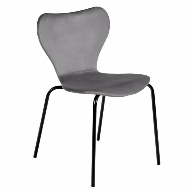 Стул Seven Style тёмно-серый велюр с чёрными ножками Стул Seven Style тёмно-серый велюр с чёрными ножками