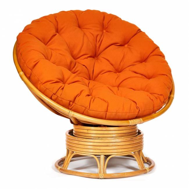 Кресло-качалка Папасан/Papasan (W 23/01 B) /с подушкой/ 115х78х104см, медовый, ткань оранжевый, с 23 Honey (мед)