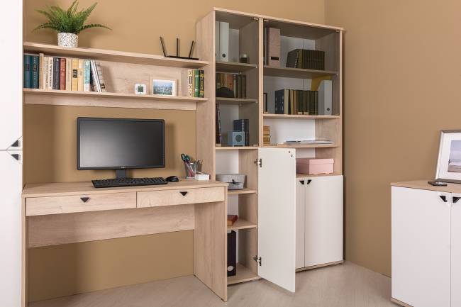 Шкаф Бостон 13.156 цвет дуб эндгрейн элегантный/фасады МДФ милк рикамо софт