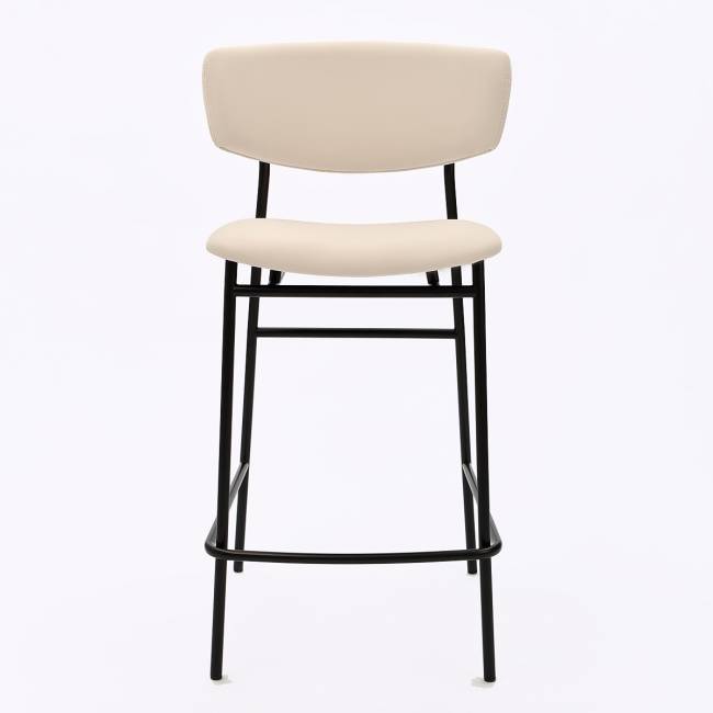 Дизайнерский полубарный стул Марко бежевый, черный металл