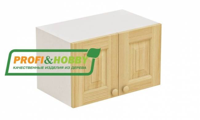 Шкаф навесной 2 двери 600х340х360 + фасад сосна бесцветный лак