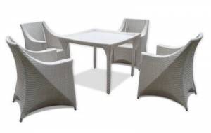 Комплект обеденный "Cкайлайн", из натурального ротанга, 1+4, белый, черный.