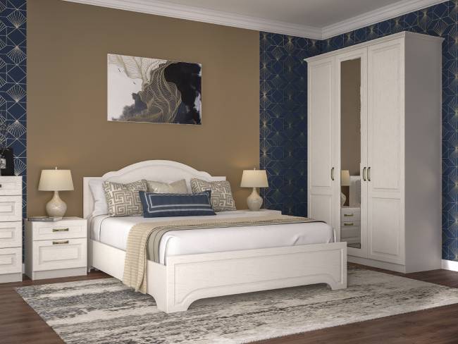 Кровать 1600 Ливерпуль 11.08 цвет ясень ваниль/белый