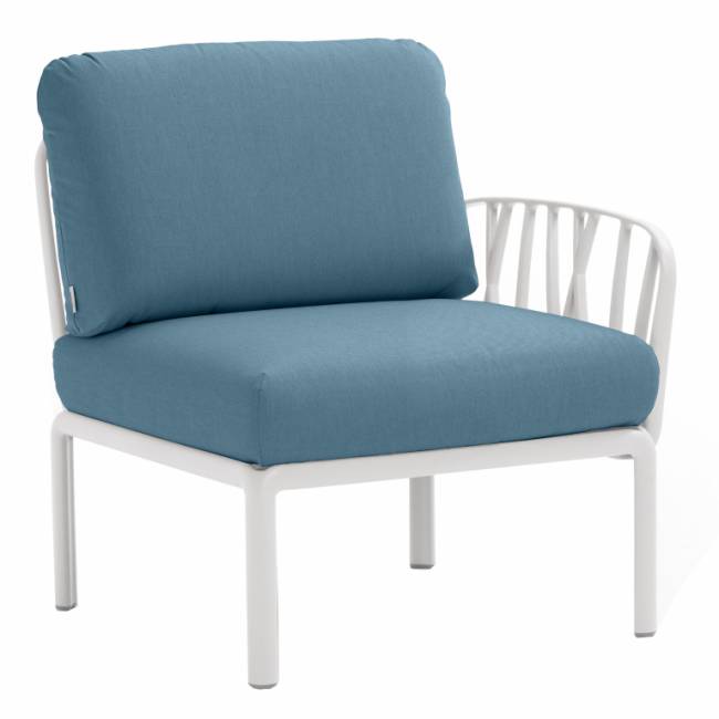 Модуль правый/левый пластиковый с подушками Komodo Elemento Terminale DS/SX белый, синий 745х780х900 мм