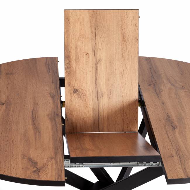 Стол обеденный Манзана/Manzana ЛДСП/HPL/металл, 100-130х100х75см, дуб вотан/чёрный Дуб Вотан/чёрный ЛДСП/HPL/металл