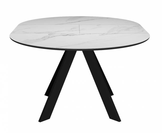 Стол DikLine SKC110 d1100 Керамика Белый мрамор/подстолье черное/опоры черные