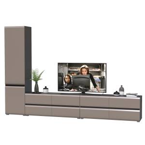 Две тумбы для аппаратуры и шкаф две дверки Сидней цвет антрацит/МДФ веллюто капучино