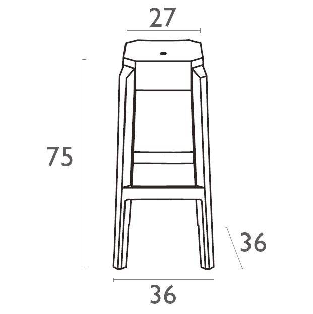 Табурет прозрачный барный Fox 75 черный 360х360х750 мм