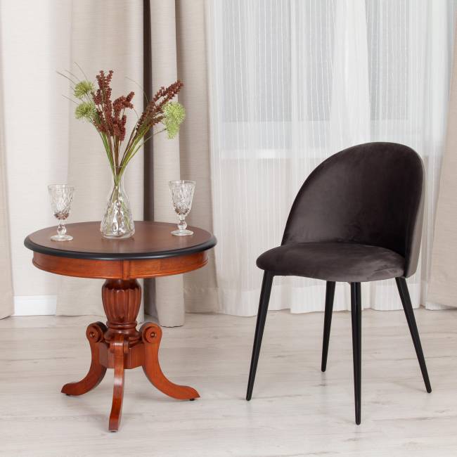 Стул Монро/Monro (мод. 710) (1шт.в упаковке) ткань/металл, 56х51х80см, темно-серый бархат 14/черный темно-серый ткань/металл