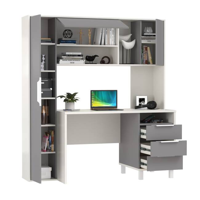 Рабочий стол Комфорт 12.95N цвет белый премиум/серый шифер