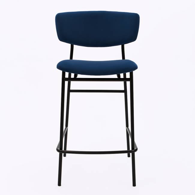 Дизайнерский полубарный стул Марко синий, черный металл