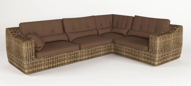 Диван модульный угловой "Сенатор", из искусственный ротанга, темно-светло-коричный