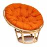Кресло Папасан Эко/Papasan Eco P115-1SP STD /c подушкой, ремешками/ диаметр подушки 122см, 115х101х92см, натуральный, ткань оранжевый, с 23 Natural (натуральный)