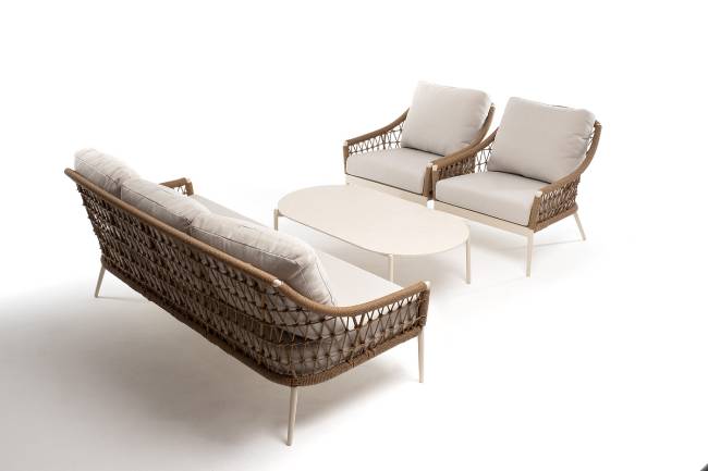 "Венеция" лаунж-зона из искусственного ротанга, цвет соломенный