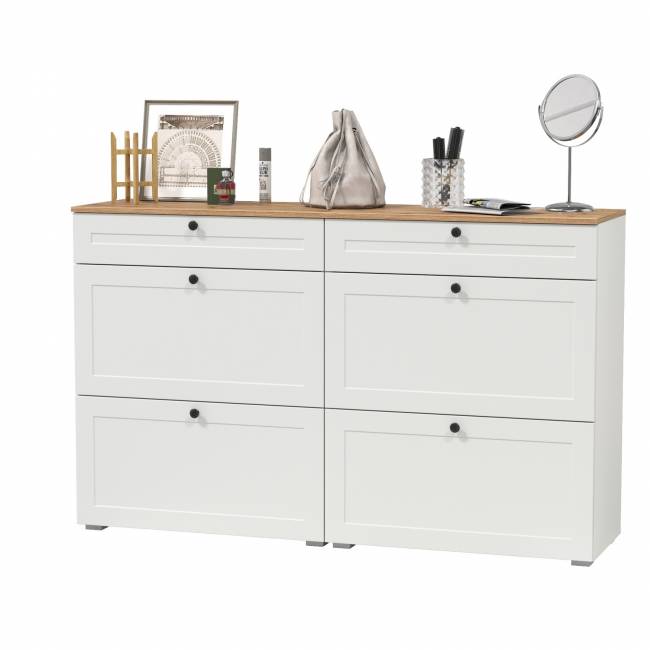 Две тумбы для обуви Остин цвет белый шагрень/дуб крафт золотой