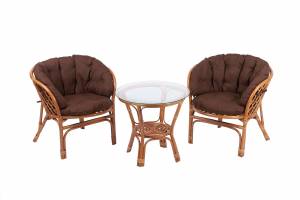 Комплект кофейный из нат. ротанга "Багама S" (2+1), коньяк