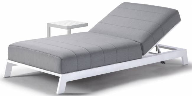 Шезлонг-лежак мягкий Bite белый, светло-серый 2030х900х600 мм