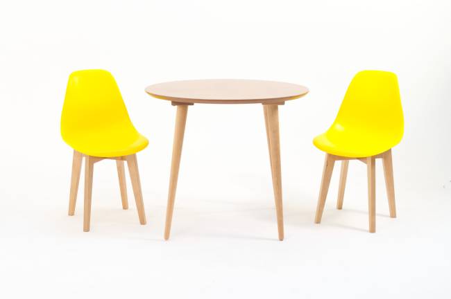 Стол Монте К 100 натур со стульями Сашш натур жёлтый Стол Монте К 100 натур со стульями Сашш натур жёлтый