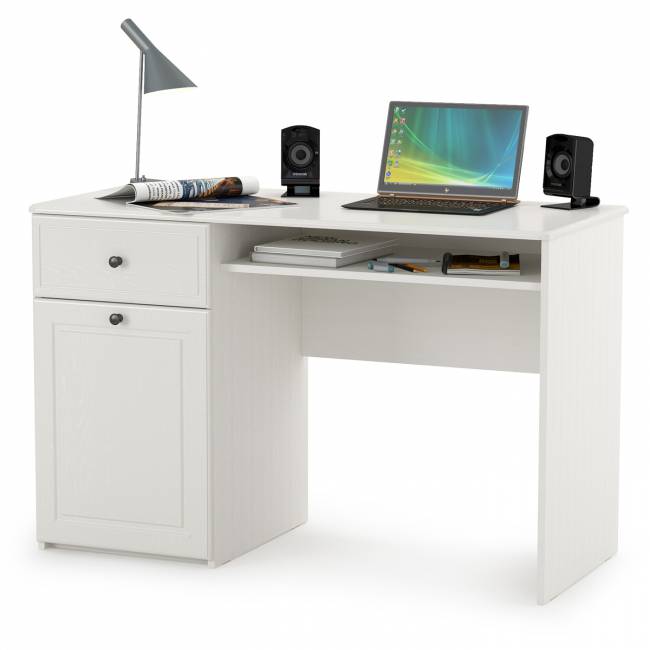 Стол письменный Роуз 12.148 цвет белый с тиснением поры дерева/ясень ваниль