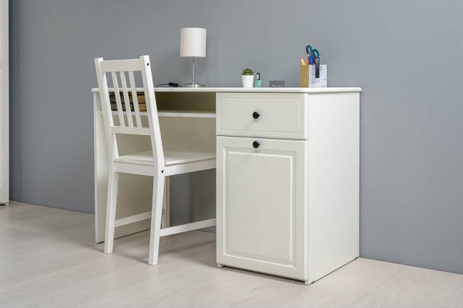 Стол письменный Роуз 12.148 цвет белый с тиснением поры дерева/ясень ваниль