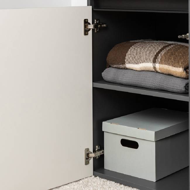 Два шкафа со стеклом Сидней и ТВ-тумба с двумя навесными полочками цвет антрацит/МДФ веллюто капучино