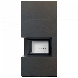 Каминокомплект FLOKI в облицовке INDIAN BLACK, угловое стекло слева