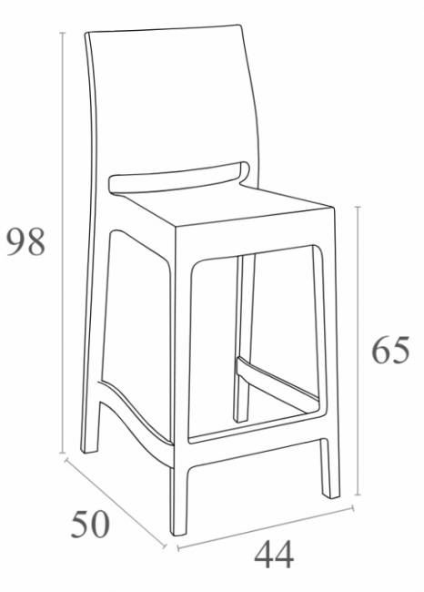 Стул пластиковый полубарный Maya Bar 65 оливковый 450х500х980 мм