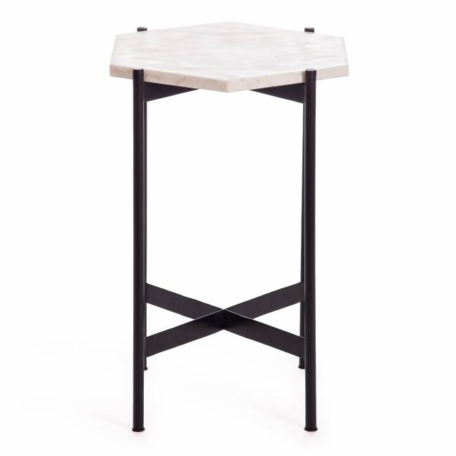 Столик кофейный Secret de Maison Фенди/Fendy (мод. 11980) алюминиевый сплав/мрамор, черный/белый мрамор, 38*38*53 см черный/белый мрамор алюминиевый сплав/мрамор