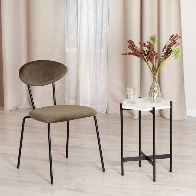 Столик кофейный Secret de Maison Фенди/Fendy (мод. 11980) алюминиевый сплав/мрамор, черный/белый мрамор, 38*38*53 см черный/белый мрамор алюминиевый сплав/мрамор