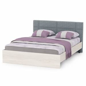 Кровать двуспальная с мягкой спинкой Ника 11.37 цвет ясень анкор светлый