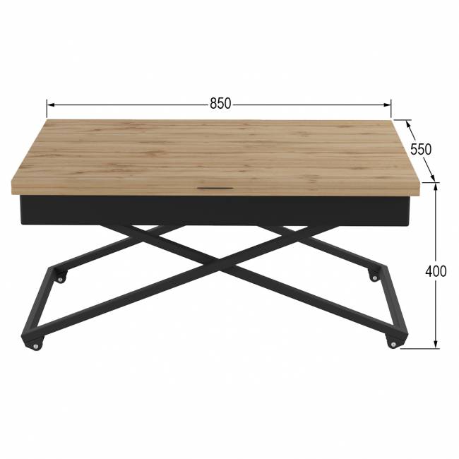 Стол универсальный трансформируемый АНДРЭ Loft ЛДСП дуб вотан/чёрный