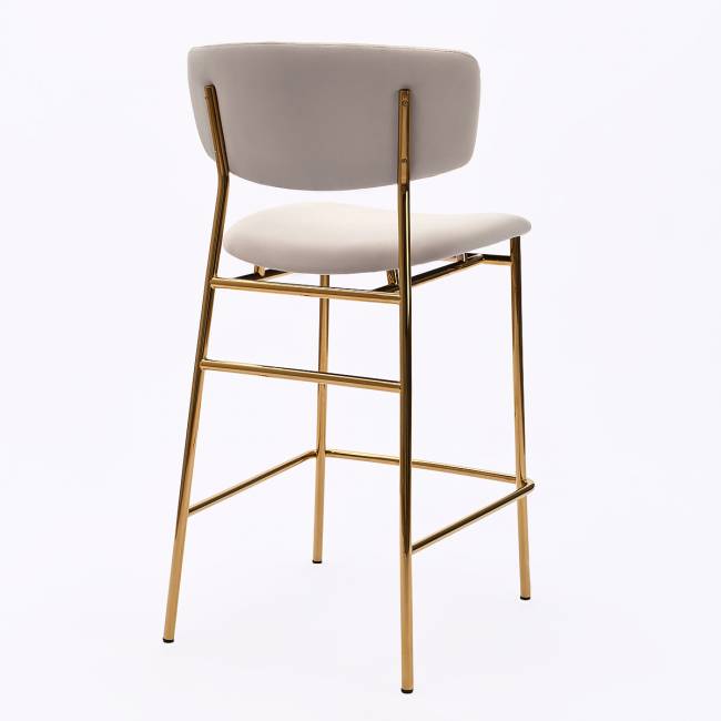Дизайнерский полубарный стул Марко латте, основание золото