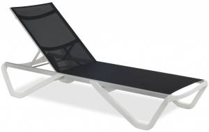 Шезлонг-лежак металлический Wave белый, антрацит 1910х715х300 мм