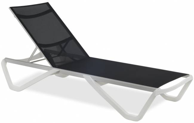 Шезлонг-лежак металлический Wave белый, антрацит 1910х715х300 мм