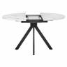 Стол Rudolf круглый раскладной 100-130x100x75см, белый мрамор, чёрный