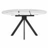 Стол Rudolf круглый раскладной 100-130x100x75см, белый мрамор, чёрный