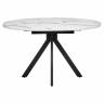 Стол Rudolf круглый раскладной 100-130x100x75см, белый мрамор, чёрный