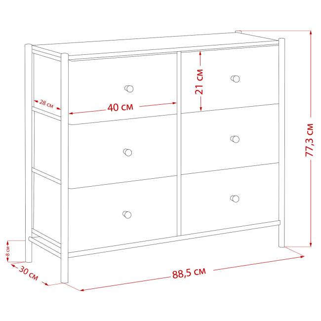 Комод Leset Хайди 6 ящиков Белый Белый Комод Leset Хайди 6 ящиков Белый Белый