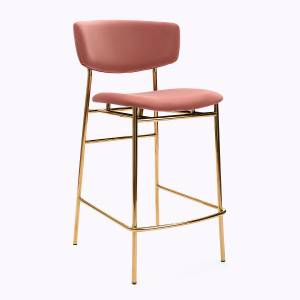 Дизайнерский полубарный стул Марко розовый, основание золото