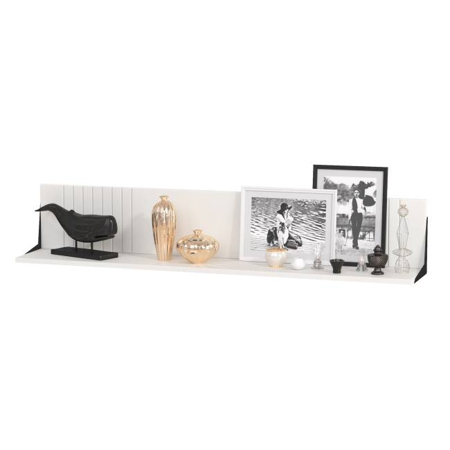 Комод для ТВ-аппаратуры с навесной полкой и широкий сервант Валенсия цвет белый шагрень