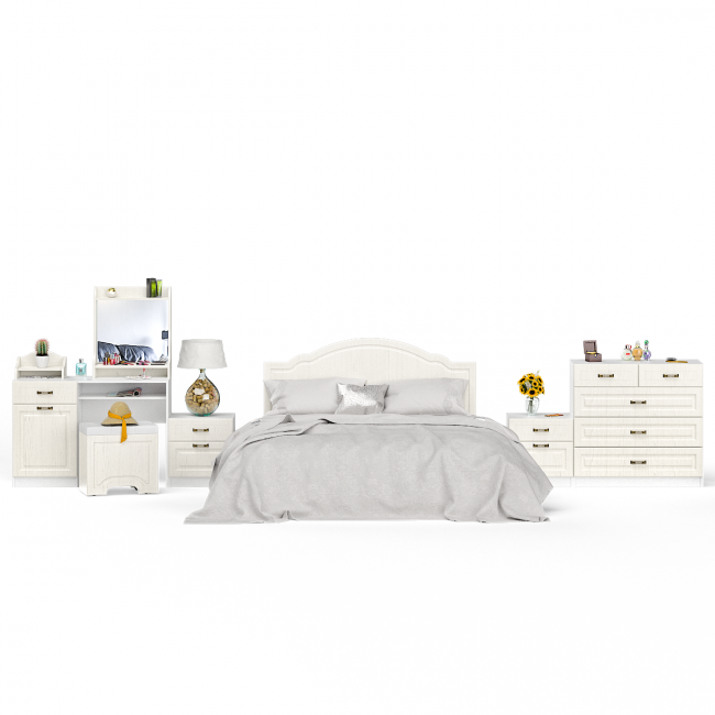 Спальный гарнитур Ливерпуль № 2 цвет ясень ваниль/белый Спальный гарнитур Ливерпуль № 2 цвет ясень ваниль/белый