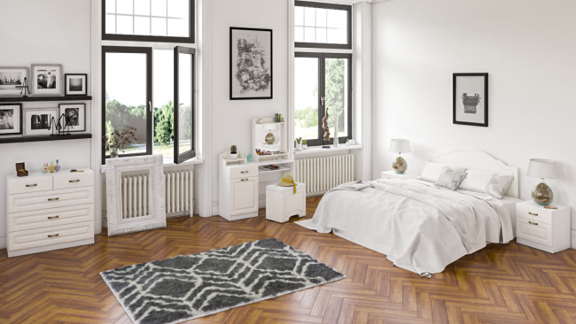 Спальный гарнитур Ливерпуль № 2 цвет ясень ваниль/белый Спальный гарнитур Ливерпуль № 2 цвет ясень ваниль/белый