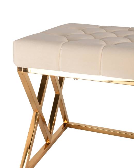Банкетка ИНСИГНИЯ велюр бежевый сталь золото